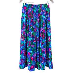 Koret Vintage Midi A-line Skirt - Colorful Geometric Patterned Skirt